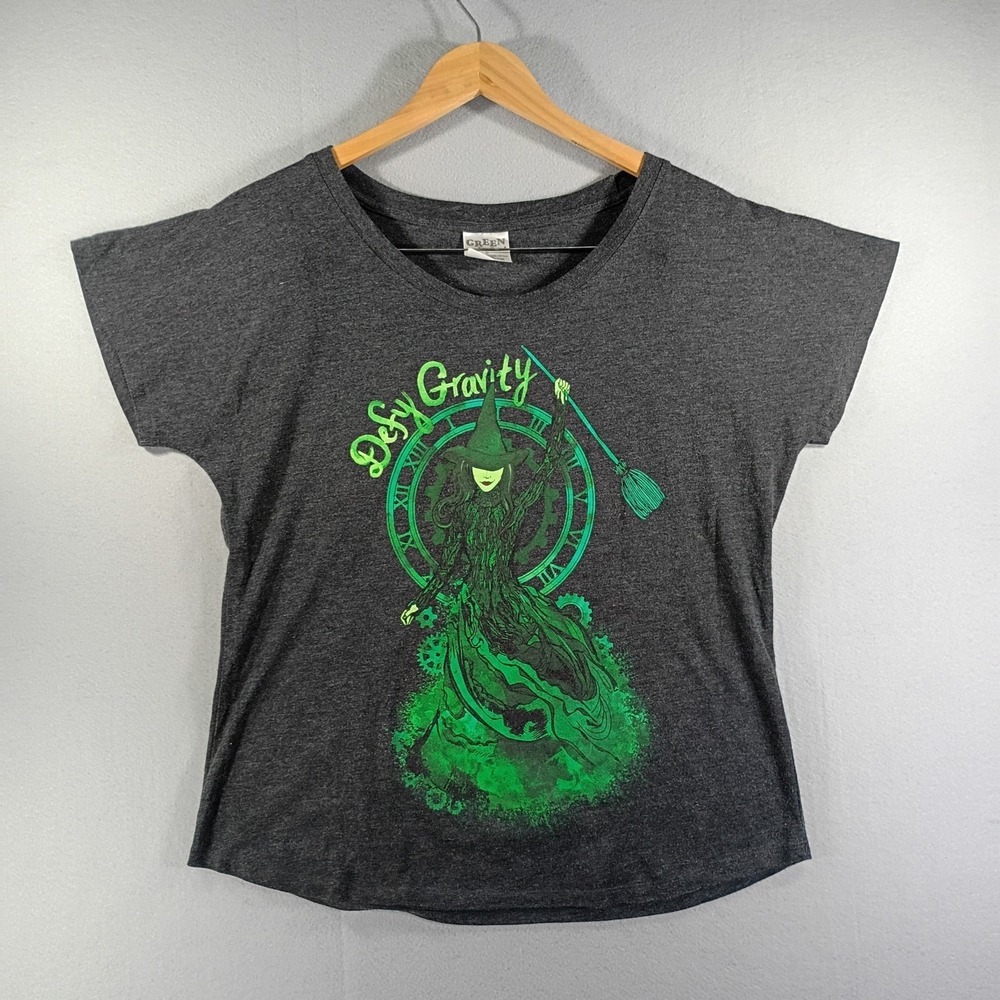 Wicked Green For Good "Defy Gravity" Graphic T-Shirt Top, Size: Women's Large